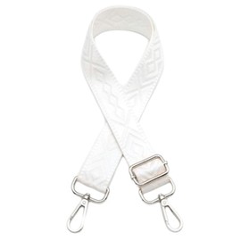 Whakano Adjustable Shoulder Strap for Bags, Unisex Replacement Bag Strap, Wide 3.8 cm, Plain Shoulder Strap, Length Adjustable 75-130 cm, Bag Straps for Changing, Bag Accessories, Silver Buckle, White