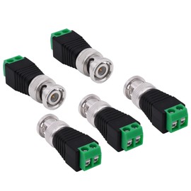 YARCHONN BNC 2 Pin Lötlose Steckverbinder Schraube Anschlussblock Adapter Video Balun Steckverbinder für CCTV Überwachungskamera DVR TV Video-5pcs (BNC Stecker)
