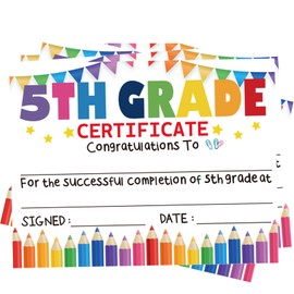 40PCS 5TH Grade Grad Diploma Certificate,5TH Grade Graduation Award Certificate Classroom Activities Certificate for Students Teachers 5TH Grade Graduation Supplies.