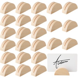 Colingmill 48 Pcs Nature Wood Color Number Stands Wedding Table Name Holder Semicircular Design Place Card Holders Office Tag Photo Menu Clips Banquet Birthday Party Restaurant