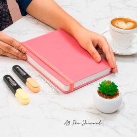 NEORAH — A5 Ruled | 208 Pages - 135 gsm | PRO SERIES Journal (210x148 mm) - Hardcover Ruled Notebook -Includes Back Pocket | 3 Silk Book Mark | Journal Box - Completely HANDMADE for office diary,journaling,writing,Note Taking,Work diary notebook - PINK