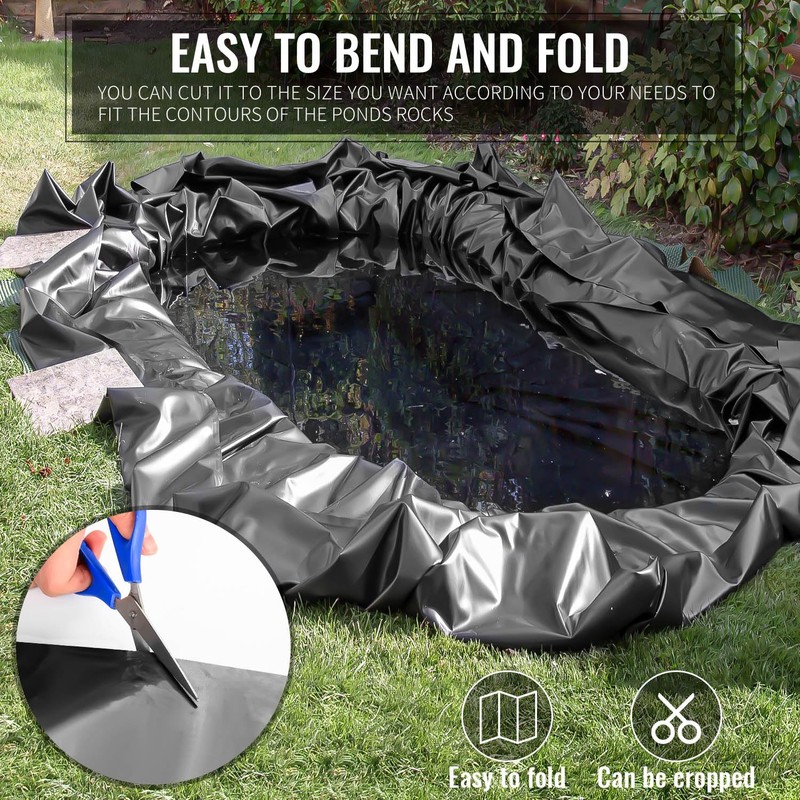 ALDMIO 15x20 ft Pond Liner, HDPE Thickness Fish Pond Liners