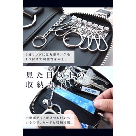 Le Hestia Genuine Leather Key Case, Smart Key Storage, Select Six Row Ring, Comes With a Handy Carabiner, Card Key Storage, Retractable, Unisex -