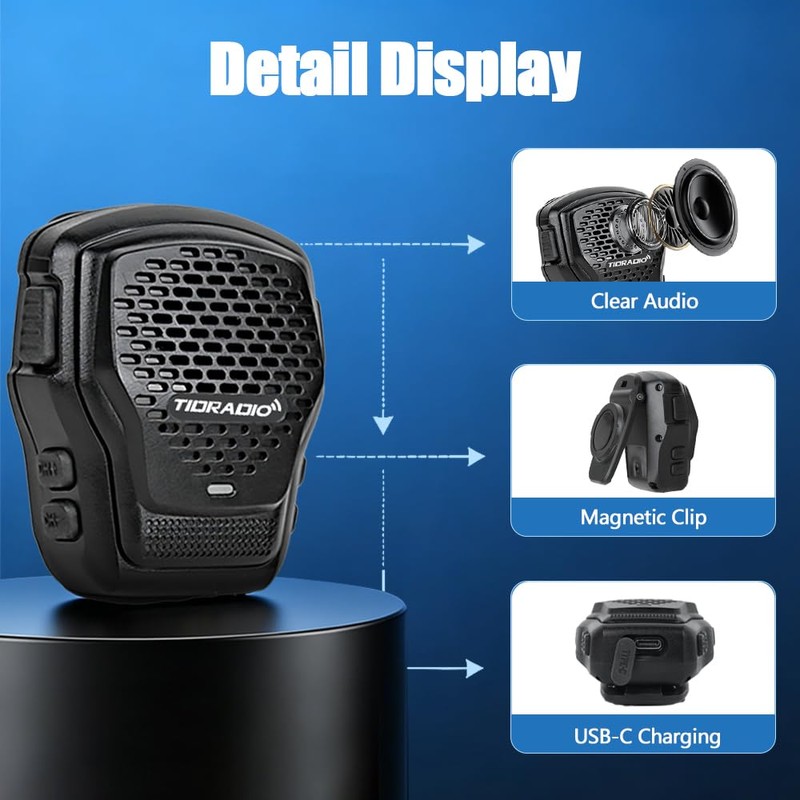 TIDRADIO Wireless Speaker Mic with Programmer Adapter,for 2-Pin K-Port GMRS/Ham