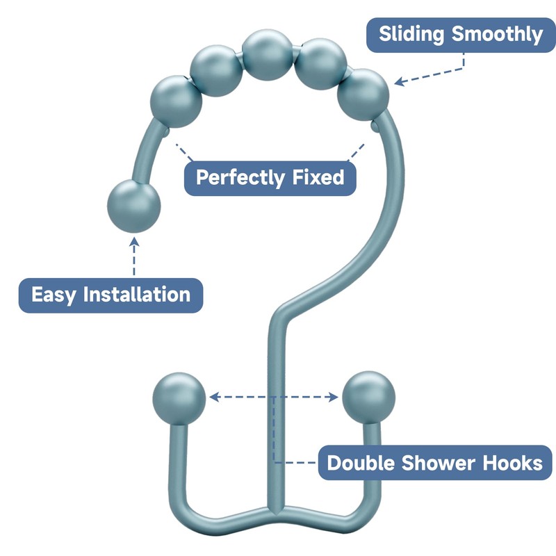 Titanker Shower Curtain Hooks Rings, Rust-Resistant Metal Double Glide Shower