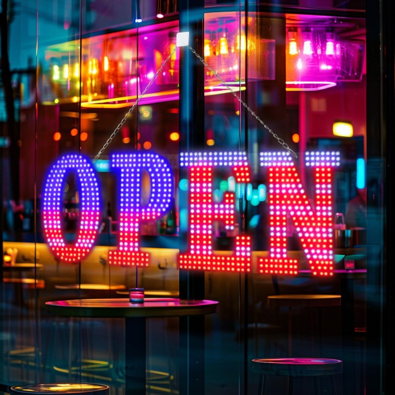 Open Signs for Business, USA Flag 41"x15" Extra Large Light
