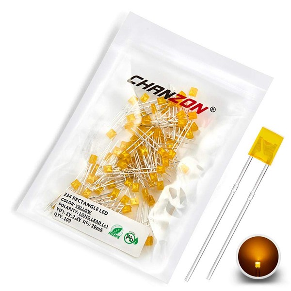 CHANZON 100 pcs 2x3x4 Yellow Diffused LED Diode Lights 234