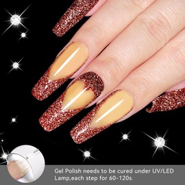 YTD Likomey Reflective Glitter Gel Nail Polish,15ml Burgundy Red Flash Diamond Shimmer Gel Polish,Sparkly Shiny Salon Manicure Spring Gift UV Nail Gel Varnish,SZ007