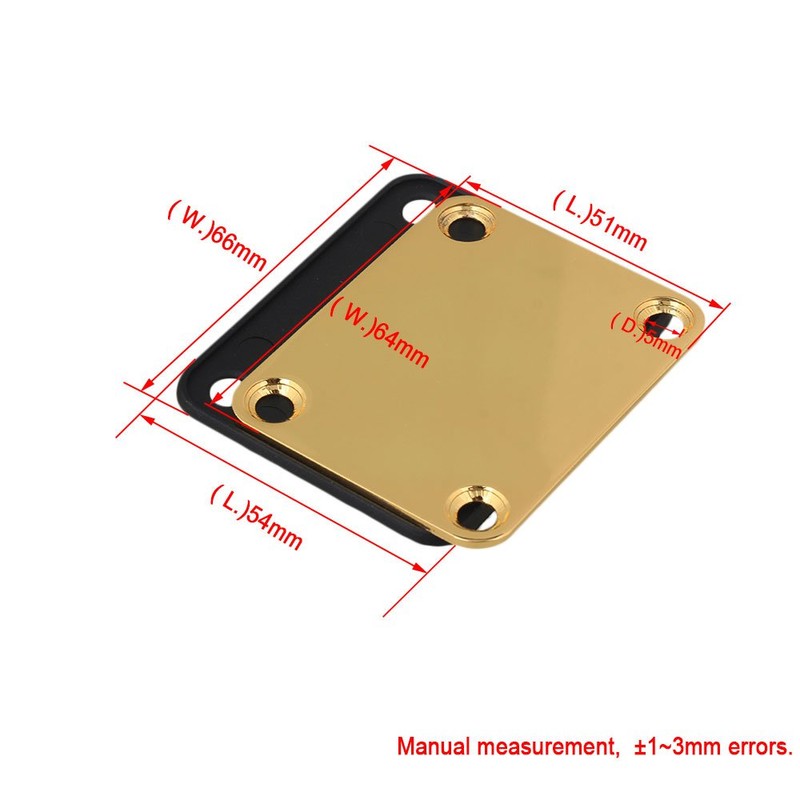 Yibuy Gold 1 Set 64x51mm Neck Plate w/Screw Guitar Square