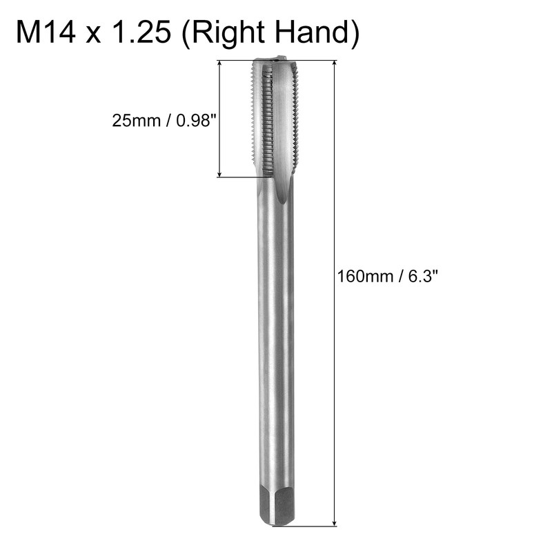 sourcing map Metric Thread Tap M14 x 1.25 H2 160mm