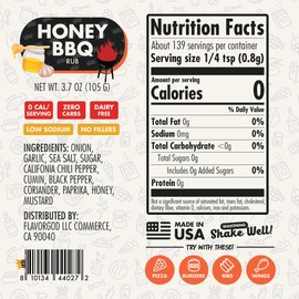 Honey BBQ Rub Mix by Flavor God - Premium All Natural & Healthy Spice Blend for Grilling Chicken, Beef, Seafood, Vegetables, Salad, Tacos, Pizza, Beans, Ravioli, & Pasta - Kosher, Gluten-Free, Dairy-Free Steak Rub