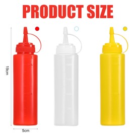 Arcjunys Sauce Bottle Squeeze Squeeze Bottle with Nozzle 8oz Squeezy Bottles with Nozzles Plastic Sauce Bottles Squirty Bottles 230ml Condiment Bottle with Cap for Sauces Ketchup Salad Dispenser 3 Pcs
