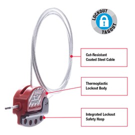Master Lock S806 Adjustable Safety Cable for Mechanical Lockout, Length 1,80 m
