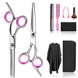 Hairdressing Scissors Thinning Scissor Set, Hair Dressing Sizzors Kit Hair Cutting Scissors Set, Professional 10 Pcs Barber Kit Haircut Scissor Hair Thinning Scissors Hairdresser Shears for Women Pink
