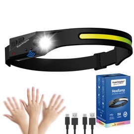 Headlamp Rechargeable, LED Waterproof Headlight for Adults, 230° Headband Light Forehead, USB Head lamp Band, 350 Lumen Super Bright, 5 Modes, Comfortable for Running,Fishing,Hiking