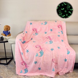 Cuddly Blanket Children, Unicorn Blanket, Cuddly Blanket, Unicorn Gifts for Girls, Super Soft and Warm Blanket, Bed Sofa, Fluffy Unicorn Blanket, Pink (Mermaid, 130 x 150 cm)