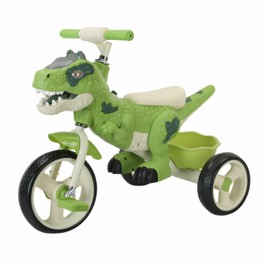 Dinosaur Kids Tricycle for Rider- Toddlers Kid Trike Bike Big Wheel with Music, Storage Basket,Indoor/Outdoor Preschool Daycare Kids Bike,Best Gift for 3-7 Year Old Girls & Boys (Green)