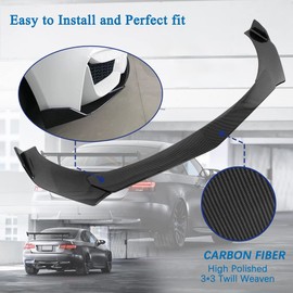 DREAMIZER Universal Front Bumper Lip Strut Rod Spoiler Wing Wide Body Kit Spoiler with Adjustable 8"-11" Support Splitter Rods (Black) - Carbon Fiber，Sharp Corner