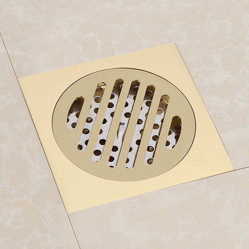 Square Floor Drain Bathroom Shower Waste Grate Brass Constructed Strainer