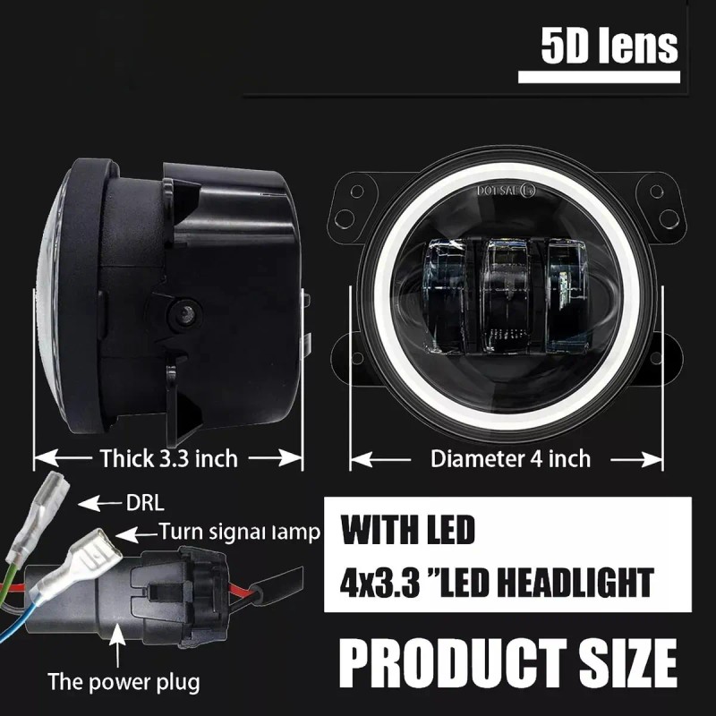 Par 4'' Faros Led Niebla Ojos Ángel Para Wrangler Y