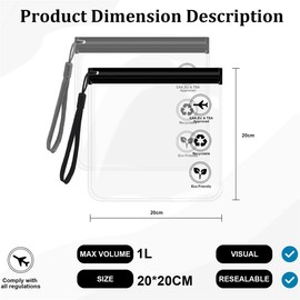 YLUNWUDE Clear Travel Toiletry Bags,Airport Security Liquids Bags,Travel Bags for Toiletries 20x20cm TSA Approved,Accessories Makeup Bags Holiday Essentials Luggage for Men Women