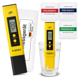 PeBOEH Digital pH Meter for Pool, Aquarium, Drinking Water - High Accuracy LCD Calibration Powder, 0.00-14.00 pH for Laboratory & Hydroponics