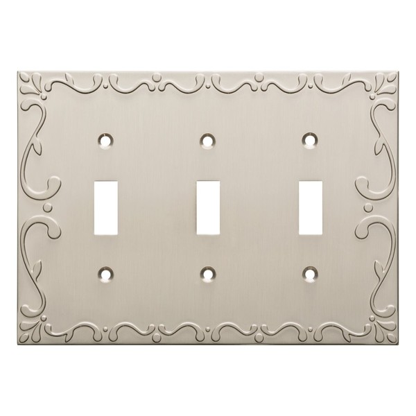 Franklin Brass W35078-SN-C Classic Lace Triple Switch Wall Plate/Switch Plate/Cover, Satin Nickel