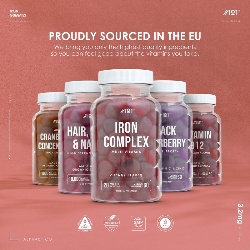Iron Complex Gummies - 3200mcg - Potent Formula for Energy