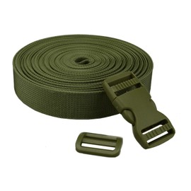 JETEDC Molle Suitcase Belt, Load Collapse Prevention, Belt 10 Set, 25mm×10m, One-Touch Lock, Plastic Lock 10 Pieces, Tightening Belt, Work Belt, Adjustable, green