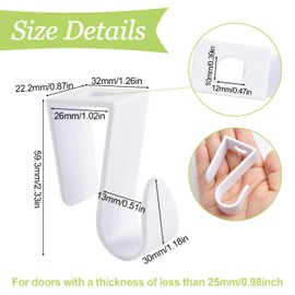 UFURMATE Over Cabinet Door Hooks, 16Pcs Plastic Over Door Single Hooks Multi-Purpose Over The Cupboard Drawer Hooks Space-Saving Hanger Extender Clips Hooks for Kitchen Bathroom Bedroom (White)