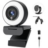 Angetube 4K Webcam with Ring Light, Computer Web Camera for