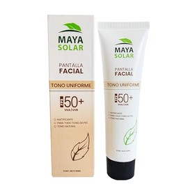 MAYA SOLAR Protector Solar Facial Tono Uniforme 50 ml, con Pigmentos Naturales para un Acabado Impecable, Bloqueador solar FPS 50+, Mineral y Biodegra
