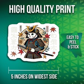 2-Pack Samurai Cat Stickers - Japanese Warrior Art - Cat Lover Decals - Anime Cat Illustration - Cute Samurai Stickers - 5-Inch - PLDFS06914