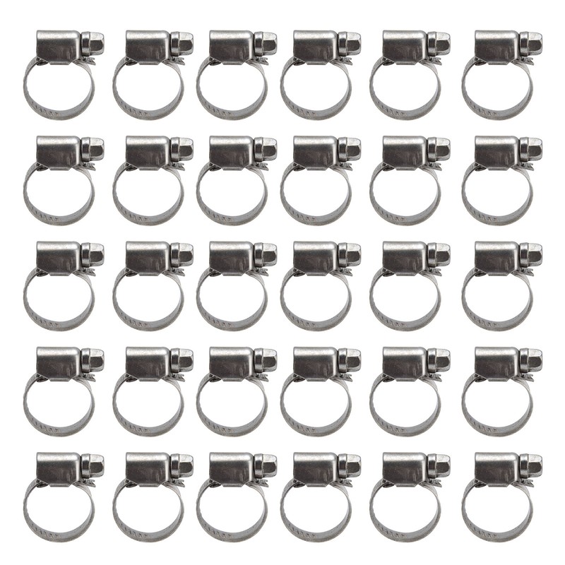 30Pcs Hose Clamps German Style Adjustable 304 Stainless Steel Fuel