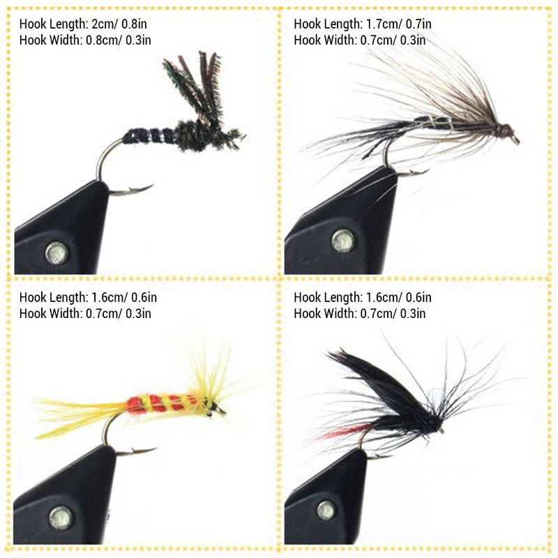 100pcs Fly Fishing Flies Kit Dry Wet Fly Fishing Flies