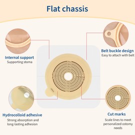 DERAYMI 30PCS Two-Piece Colostomy Bags Ostomy Supplies, Flat Surface Ostomy Bag With Hook and Loop Closure, Hydrocolloid Chassis Colostomy Supplies for Aldult (20PCS Bags+10PCS Barrier)