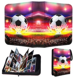 YOUYIKE Football Card Folder, Card Scrapbook with Zip, 8 Pockets, 55 Pages, Capacity for 440 Cards, Waterproof and Durable, Football Scrapbook, Gifts for Football Fans