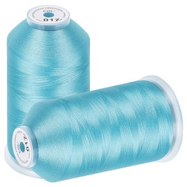 New brothread - 2 Huge Spools 5000M Each Polyester Embroidery Machine Thread 40WT for Commercial and Domestic Machines - Light Blue