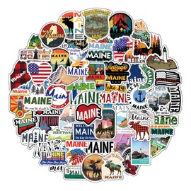 62pcs Maine Cartoon Scenic Area Indian Stickers for Laptops Skateboards Mobile Phones Guitar Toys Motorcycles Vinyl Children Girls Boys Teenagers Adults Water Bottles, Birthday Party Decals