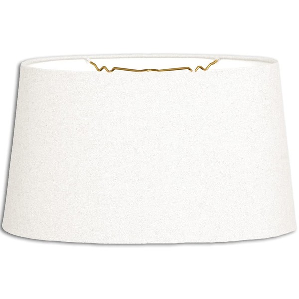Royal Designs Shallow Oval Hardback Lamp Shade, Linen White, 16