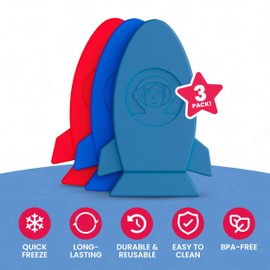 Slim Ice Packs for Lunch Boxes Kids - 3-Pack Long-Lasting Spaceship Lunch Box Ice Packs for Kids - Slim Reusable Ice Packs for Lunch Boxes, Lunch Bags, and Coolers - Multicolored (Spaceship)