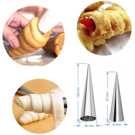 Joyeee 10 Pack Cream Horn Molds - Small & Large, 5 Inch & 3.4 Inch Cream Horn Cones for Breakfast, Tea & Parties
