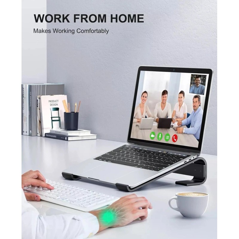 Soqool Laptop Stand for Desk, Ergonomic Detachable Riser, D-Black OPEN