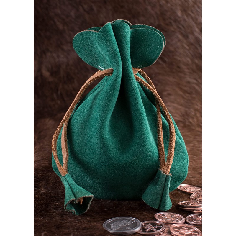 Battle-Merchant Leather Bag Money Cat Purse Made of Suede Viking