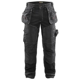Blaklader Men's X1600 Cotton Durable Work Pants with Cordura Reinforced Pockets, Black, 34W x 34L