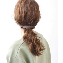 VINGTAINE Faux Leather Banana Clip Simple Hair Clip Mature Casual Office Brown H7397-BR-