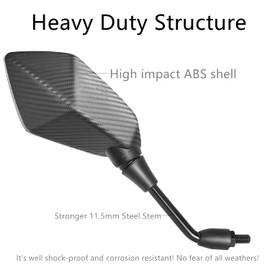 【2022 Upgraded】 Universal Motorcycle Convex Rear View Mirrors, With 10mm Clockwise Bolt, 7/8" Handle Bar Mount Clamp Compatible with Bike, Motorcycle, Scooter, Atv, Etc. Carbon Pattern