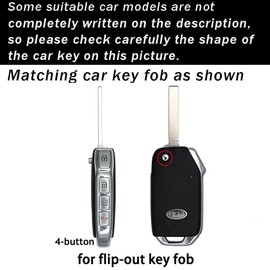 ontto Flip Folding Key Fob Case Soft TPU Car Key Bag Fit for Kia Forte Seltos Soul Sportage Sorento Cerato Telluride K5 2019-up Accessories Anti-Scratched Key Holder Full Protection Blakc