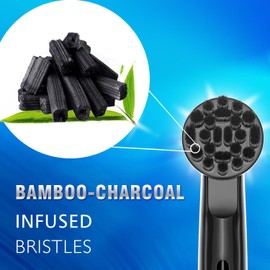 Whuppsi Bamboo Charcoal Replacement Heads Fit for Oral B Braun Electric Toothbrushes, 4PCS,Black,Charcoal Infused Bristles,Small Round Head for Pro Series Vitality,for Genius and Smart Series