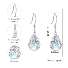 Daisy Earrings for Women 925 Sterling Silver Moonstone Earrings Larimar Tiger Eye Flowers Daisy Earrings Hypoallergenic Elegance Daisy Jewelry Gift for Girls Mother's Day, Sterling Silver